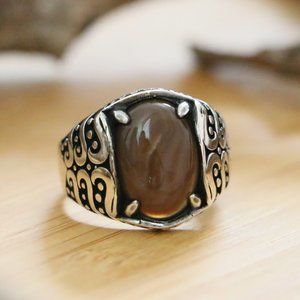 Brown Agate STONE,925 Sterling Silver SIZE 7.75